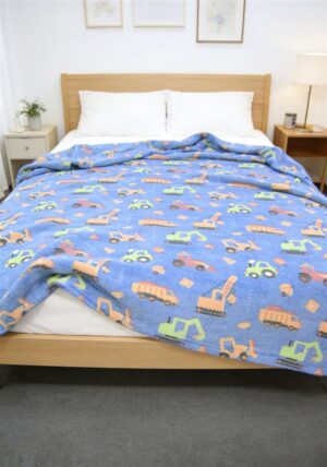 DIMcol Κουβέρτα Fleece φωσφορίζουσα Bulldozer 175x225 Blue 100% Polyester