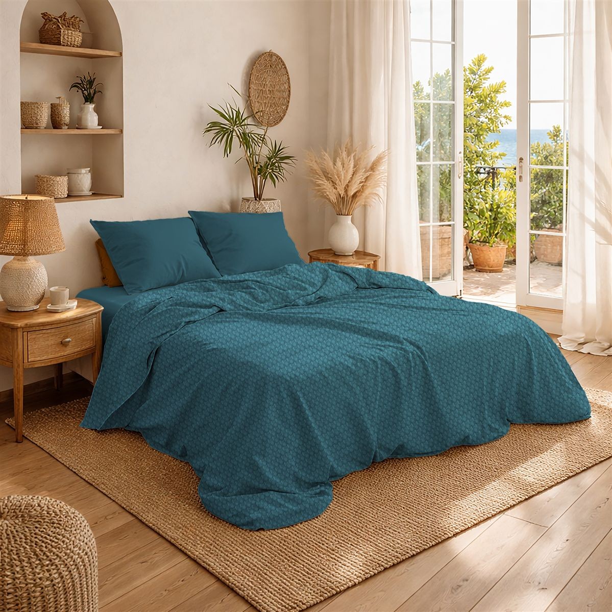 DIMcol Κουβέρτα Πικέ Μονόχρωμη 325 gr/m² 255x270 Petrol 100% Cotton