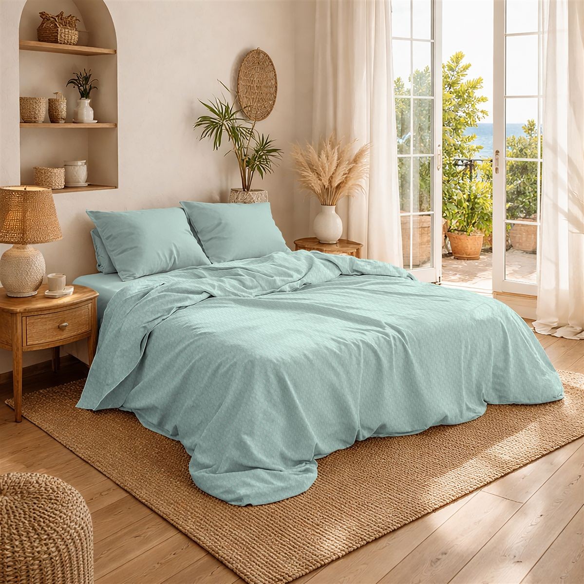 DIMcol Κουβέρτα Πικέ Μονόχρωμη 325 gr/m² 255x270 Mint 100% Cotton