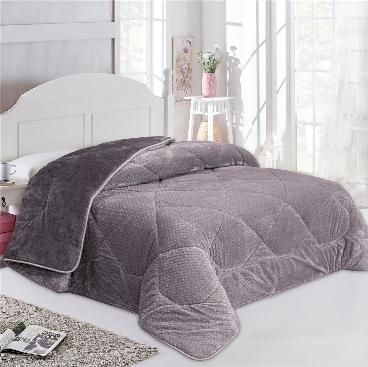 DIMcol Κουβερτοπάπλωμα Jacquard Waves-Fleece 700 gr/m² 1960 Grey 160x220 100% Polyester