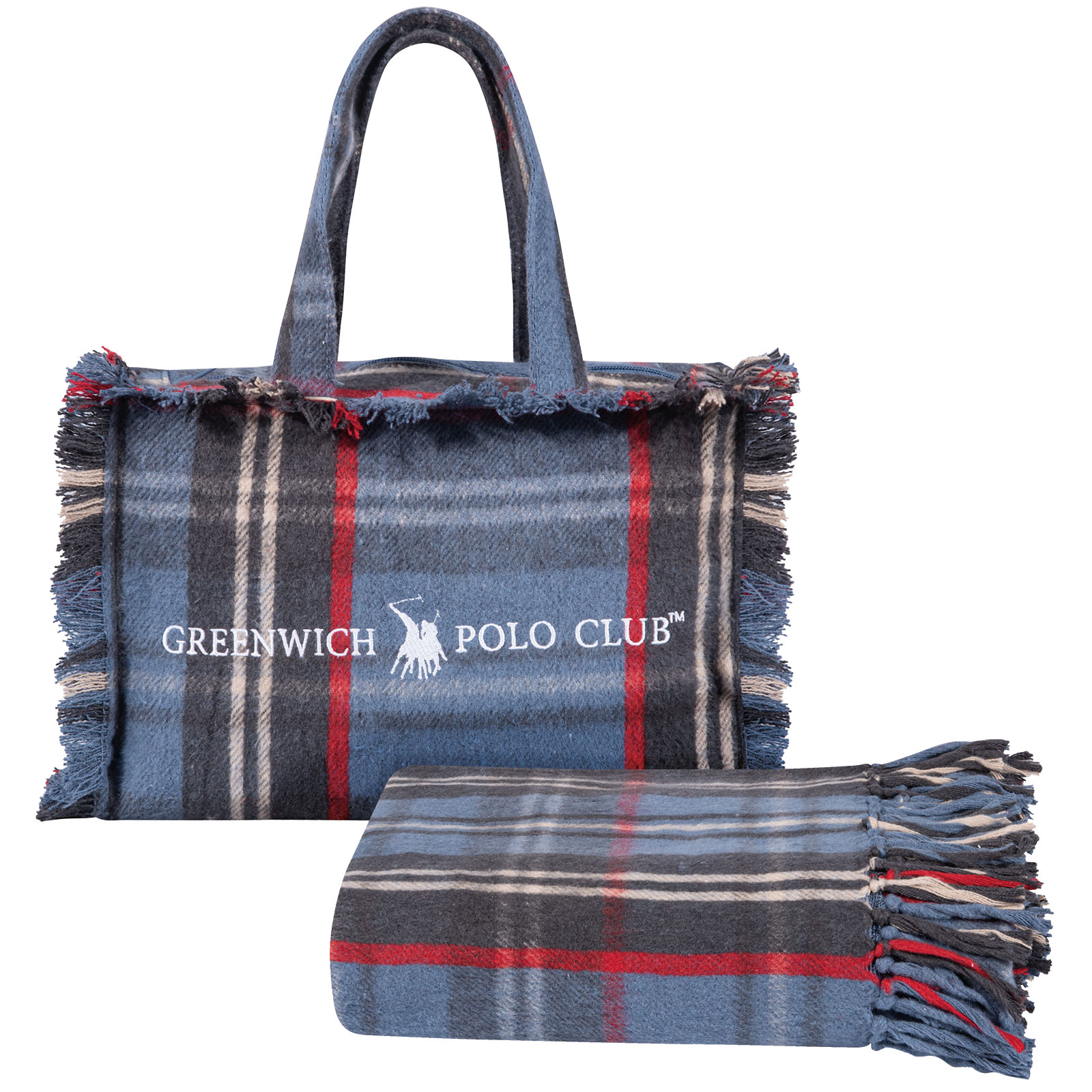 Greenwich Polo Club Ριχτάρι Με Τσάντα Μεγάλη Essential 130x170 2530 Blue-Red