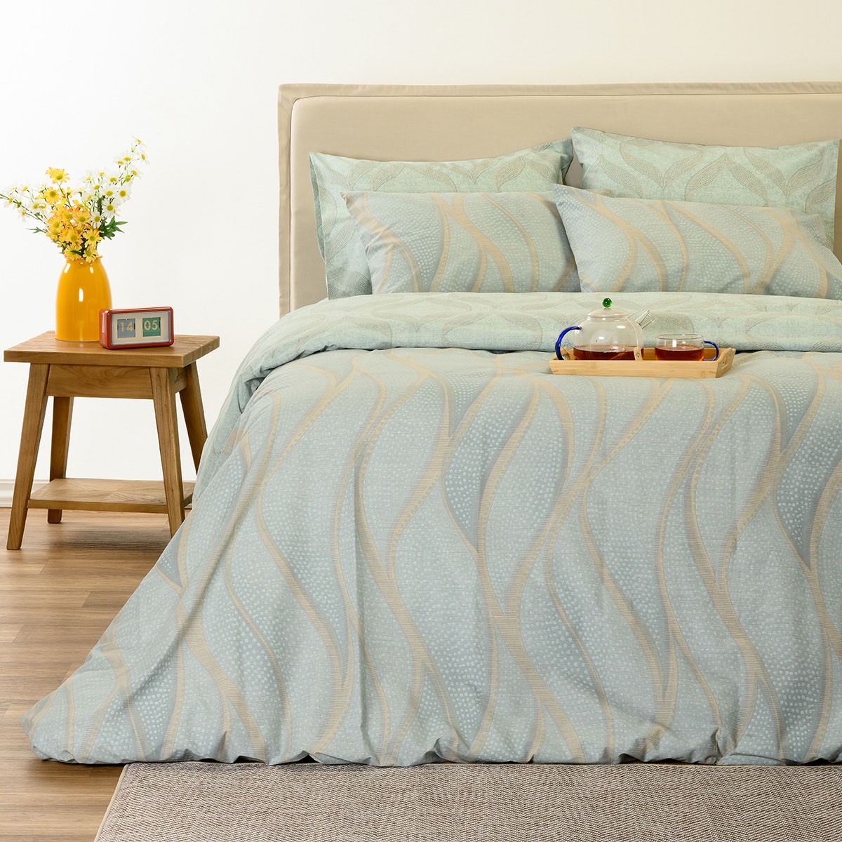 Melinen Home Σετ Σεντονια King Size (Λ) Drift Aqua Ultra Line (180Χ200+32) 260Χ270
