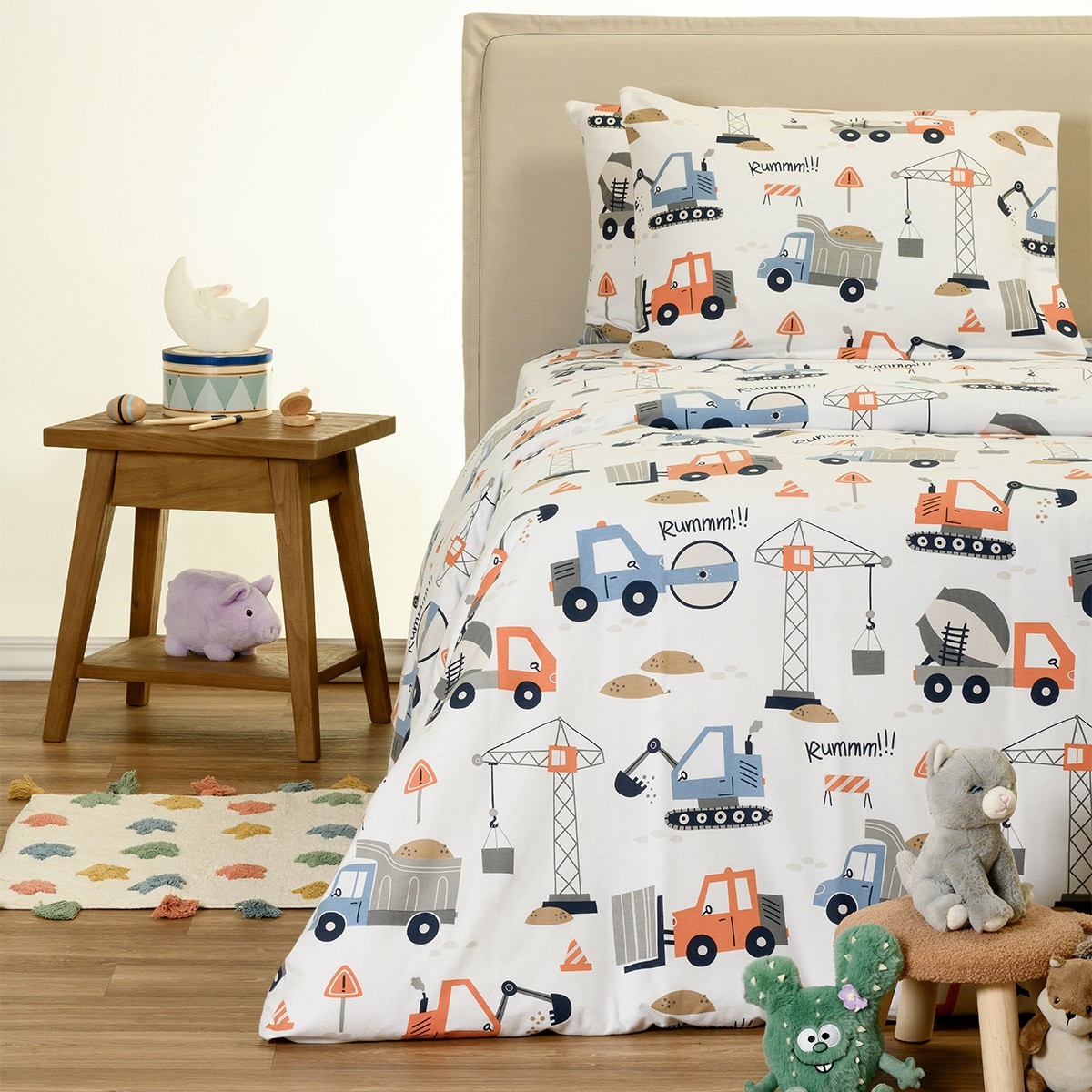 Melinen Home Σετ Σεντονια Φανελενια Μονα (Λ) Bob White (100X200+32) Winter Line Kids 170Χ270