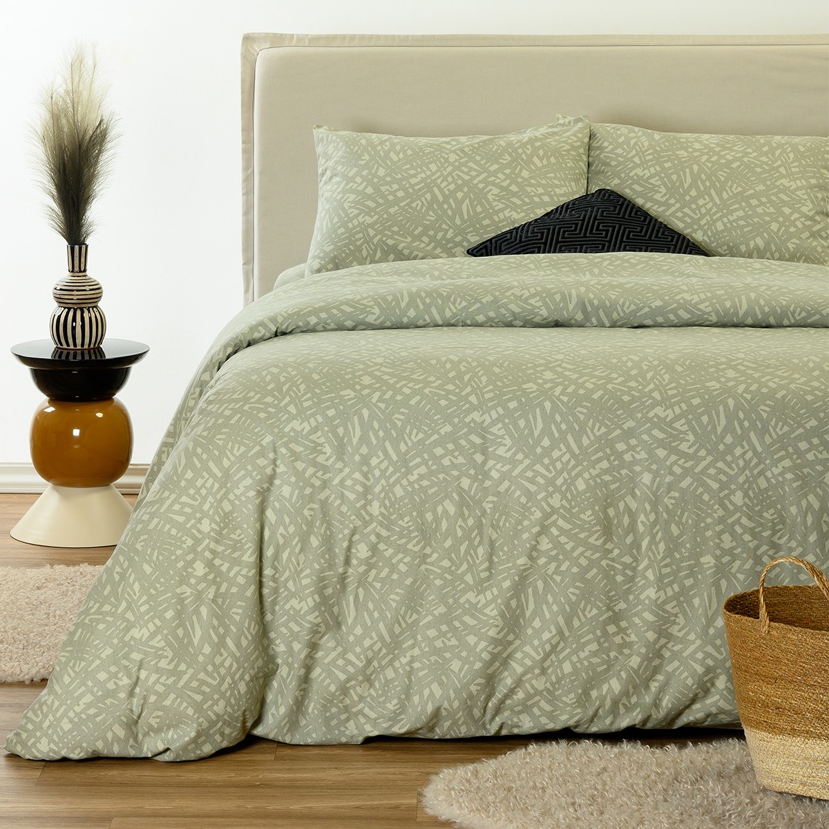 Melinen Home Παπλωματοθηκη Φανελενια Υπερδιπλη Neva Olive (225X245) 225Χ245