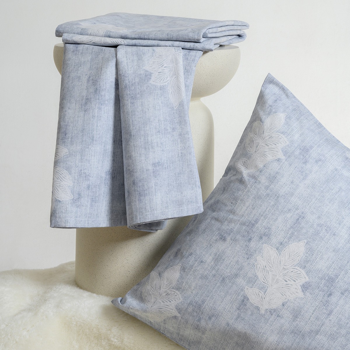 Melinen Home Σεντονι (Σετ 3 Τεμ.) 180Χ200+32 Paloma Grey Casual Line Mini 50X70cm