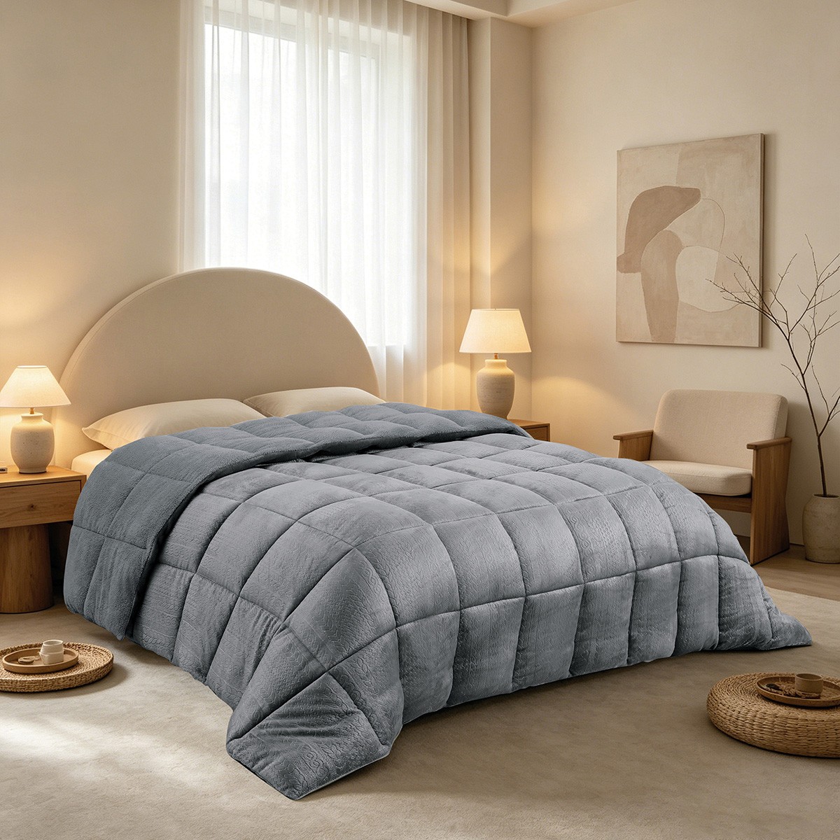 Melinen Home Κουβερτοπαπλωμα Υπερδιπλο Shelby Grey (220X240) 220Χ240