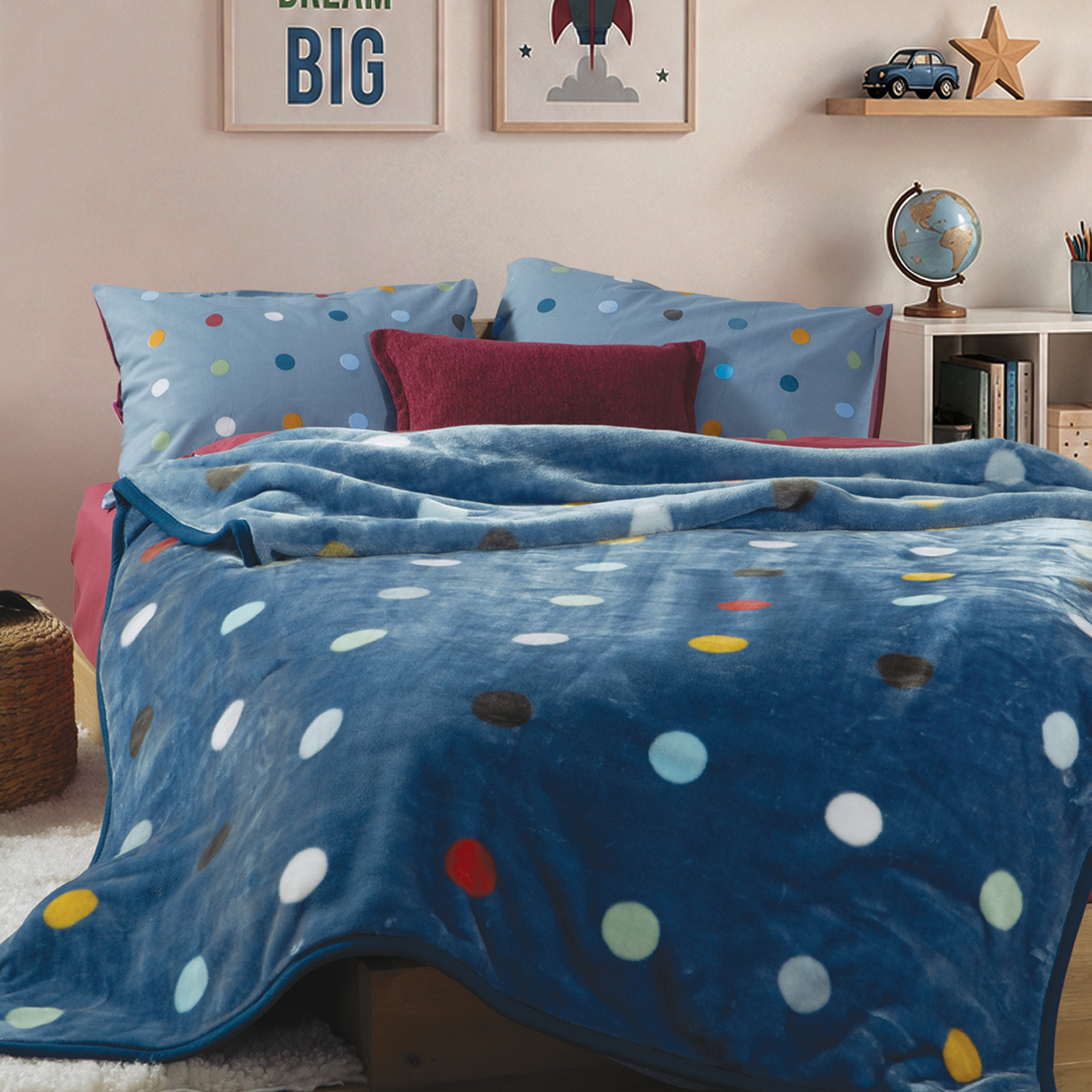 Nef-Nef Homeware ΚΟΥΒΕΡΤΑ ΠΟΛ.DOTS BLUE 160X220