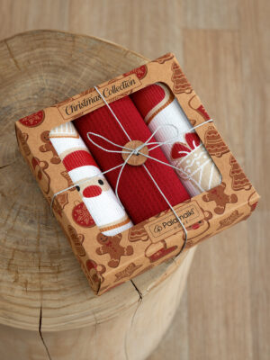 Palamaiki Σετ 3 πετσέτες κουζίνας 40x70 σε κουτί Christmas Collection CC110