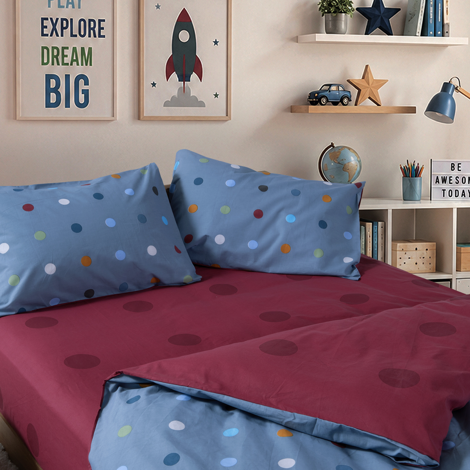Nef-Nef Homeware ΠΑΠΛΩΜΑΤΟΘΗΚΗ ΒΑΜΒ.ΣΕΤ ΜΟΝΗ DOTS BLUE