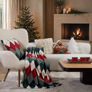 Nef-Nef Homeware ΚΟΥΒΕΡΤΑΚΙ ΚΑΝΑΠΕ ΠΟΛ.WINTER RHOMBUS 130X180