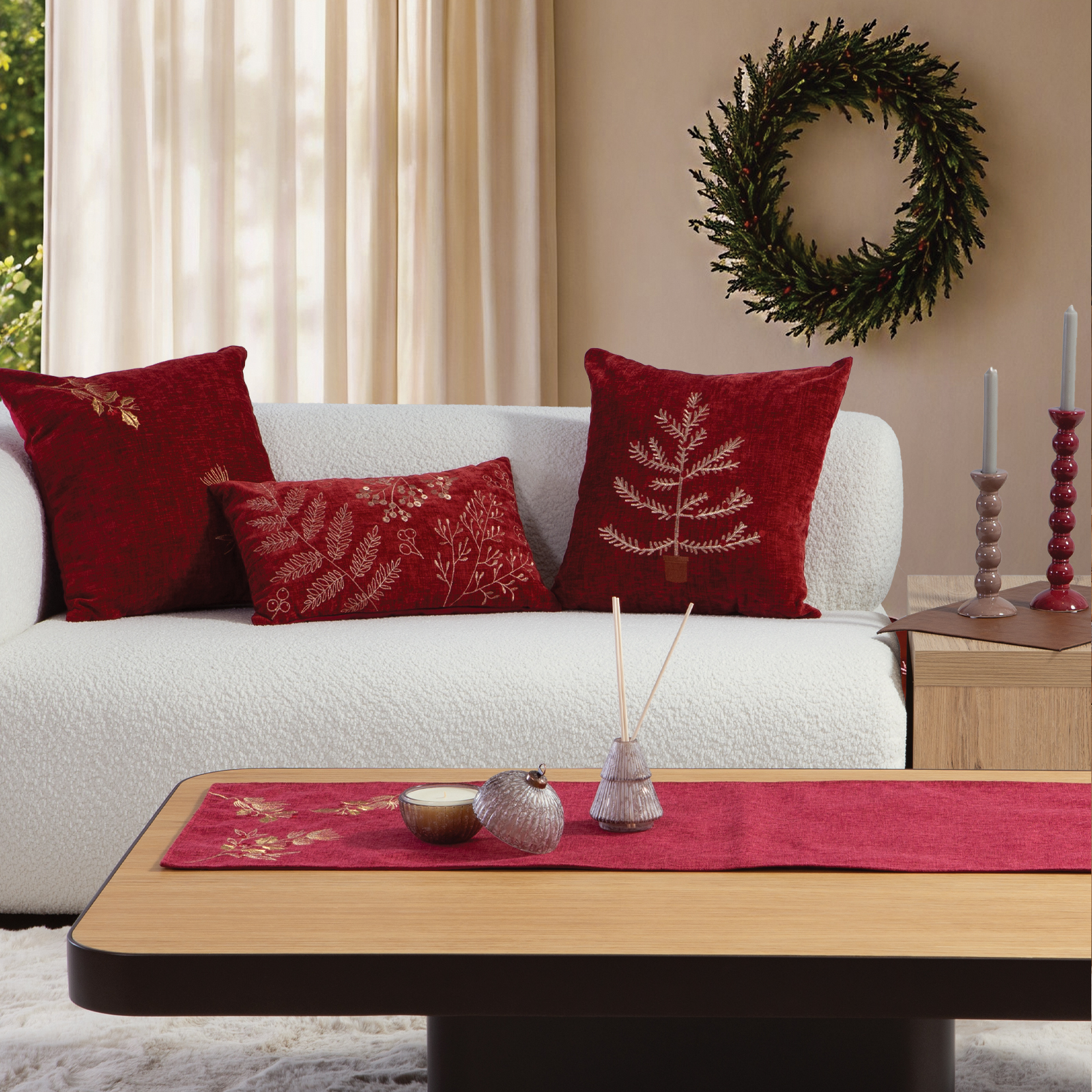Nef-Nef Homeware Μαξιλάρι Leaves 30x50 Κόκκινο - Image 3