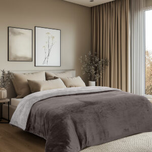 Beauty Home Παπλωματοθήκη υπέρδιπλη διπλής όψεως Art 11602 Jacquard fleece 700gsm Fiesta Plus 220x240 Ανθρακί,Γκρι