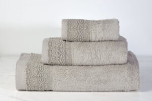 Down Town Σετ Πετσέτες Με Δαντέλα 70x140 Grey 3 τεμ.