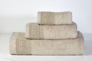 Down Town Σετ Πετσέτες Με Δαντέλα 70x140 Beige 3 τεμ.