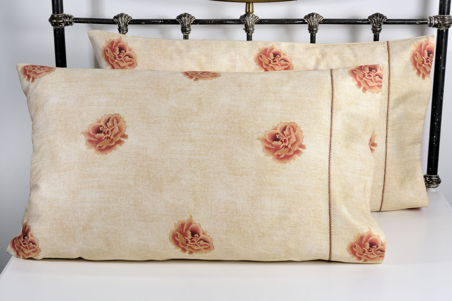 Down Town Ζεύγος Μαξιλαροθήκες Ύπνου English Flower 52x75 885 Beige Rev.