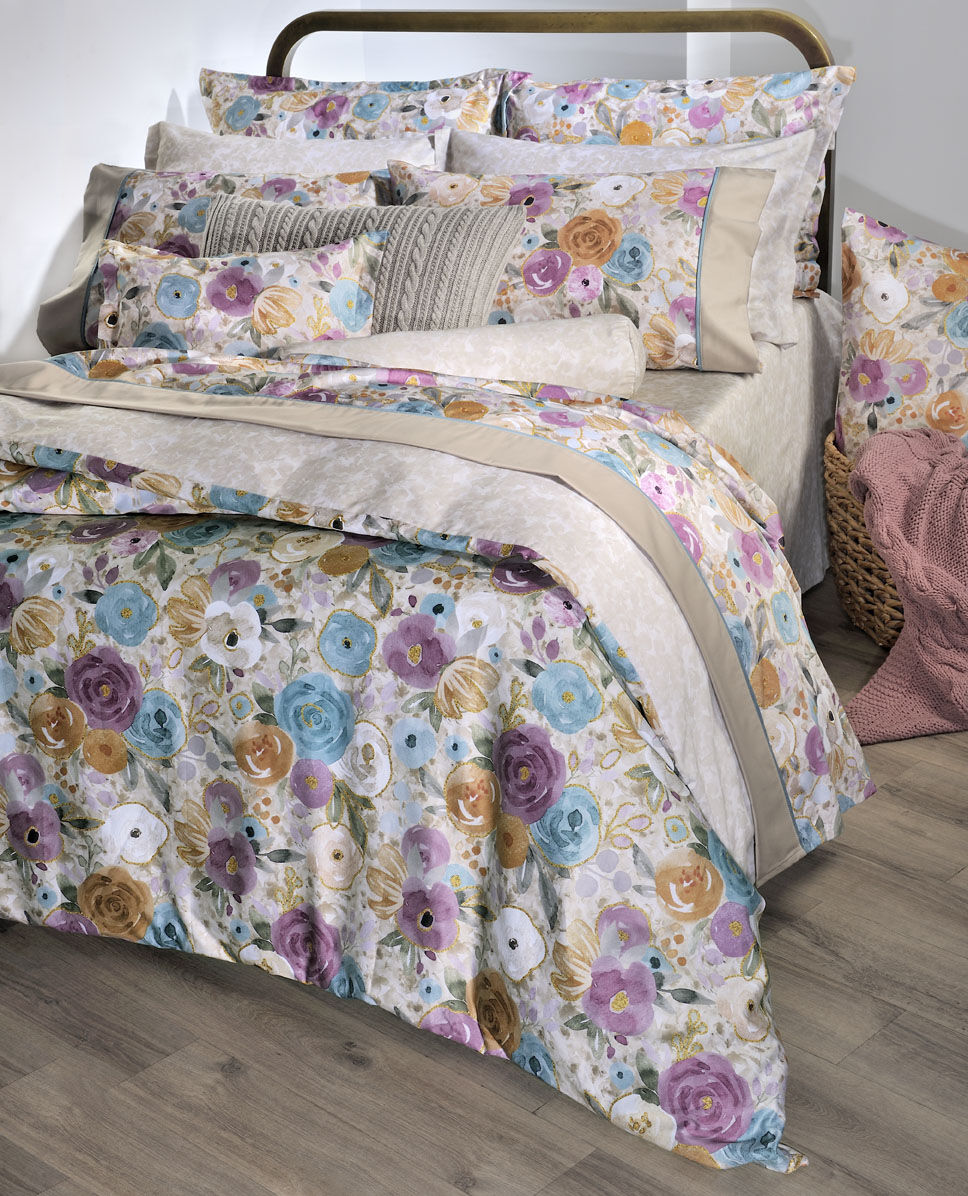 Down Town Σετ Σεντόνια Anabelle Μονά 175x280 887 Multicolor-Ecru