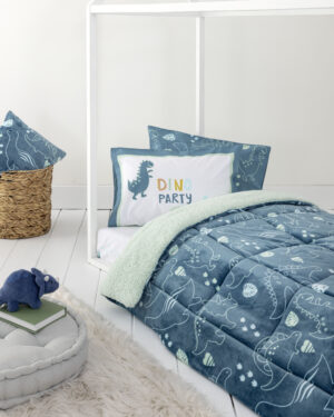 Nima Kids Κουβέρτα/Πάπλωμα Μονό 160x220 - Dino Party Μπλε