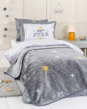 Nima Kids Κουβέρτα Βελουτέ Ημίδιπλη 180x220 - Starlight Γκρι