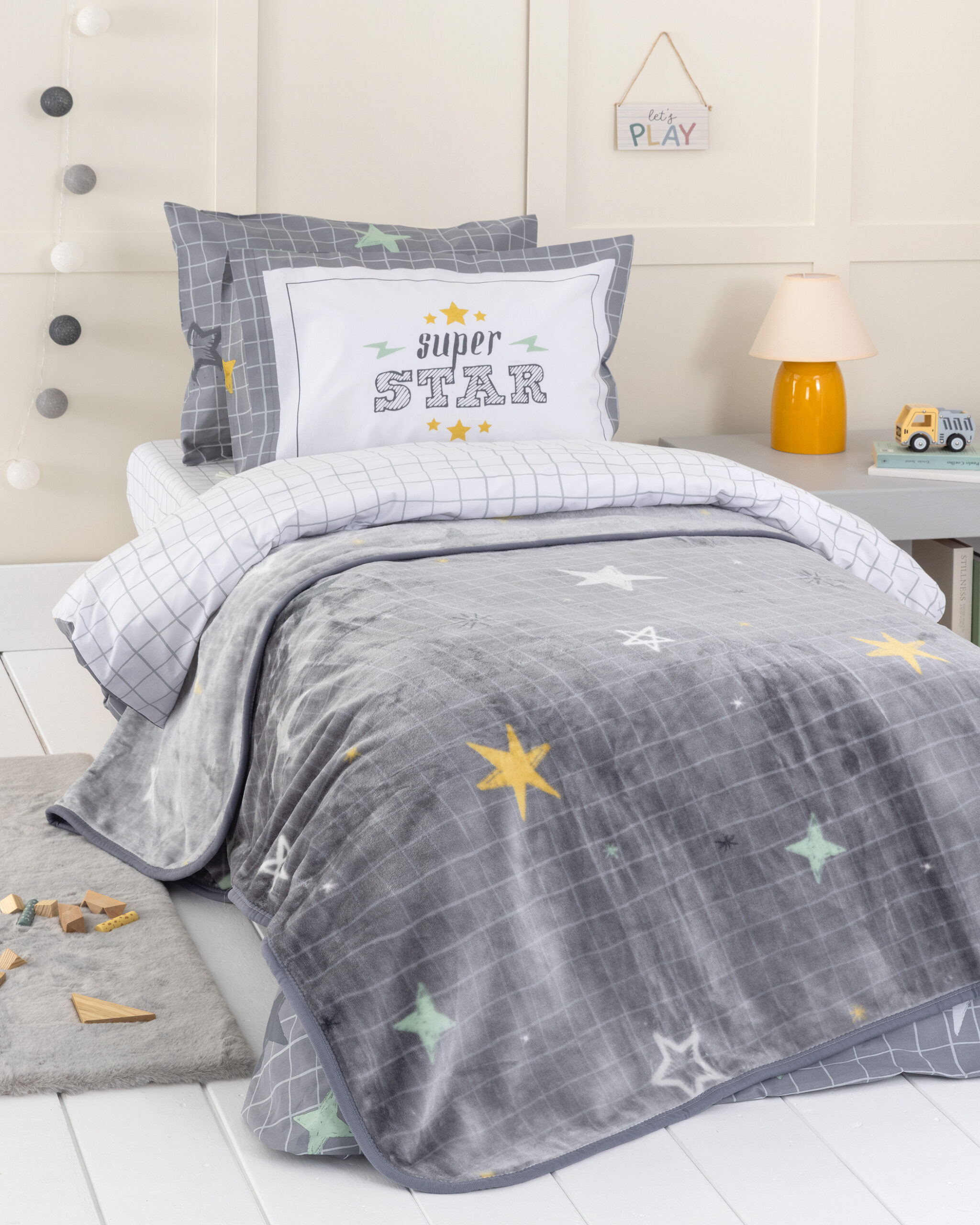Nima Kids Κουβέρτα Βελουτέ Ημίδιπλη 180x220 - Starlight Γκρι